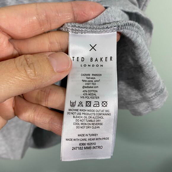 Ted Baker Men's Grey Classic Grey Regular Fit Short Sleeve Tee Size 6 XXL - Picture 6 of 9